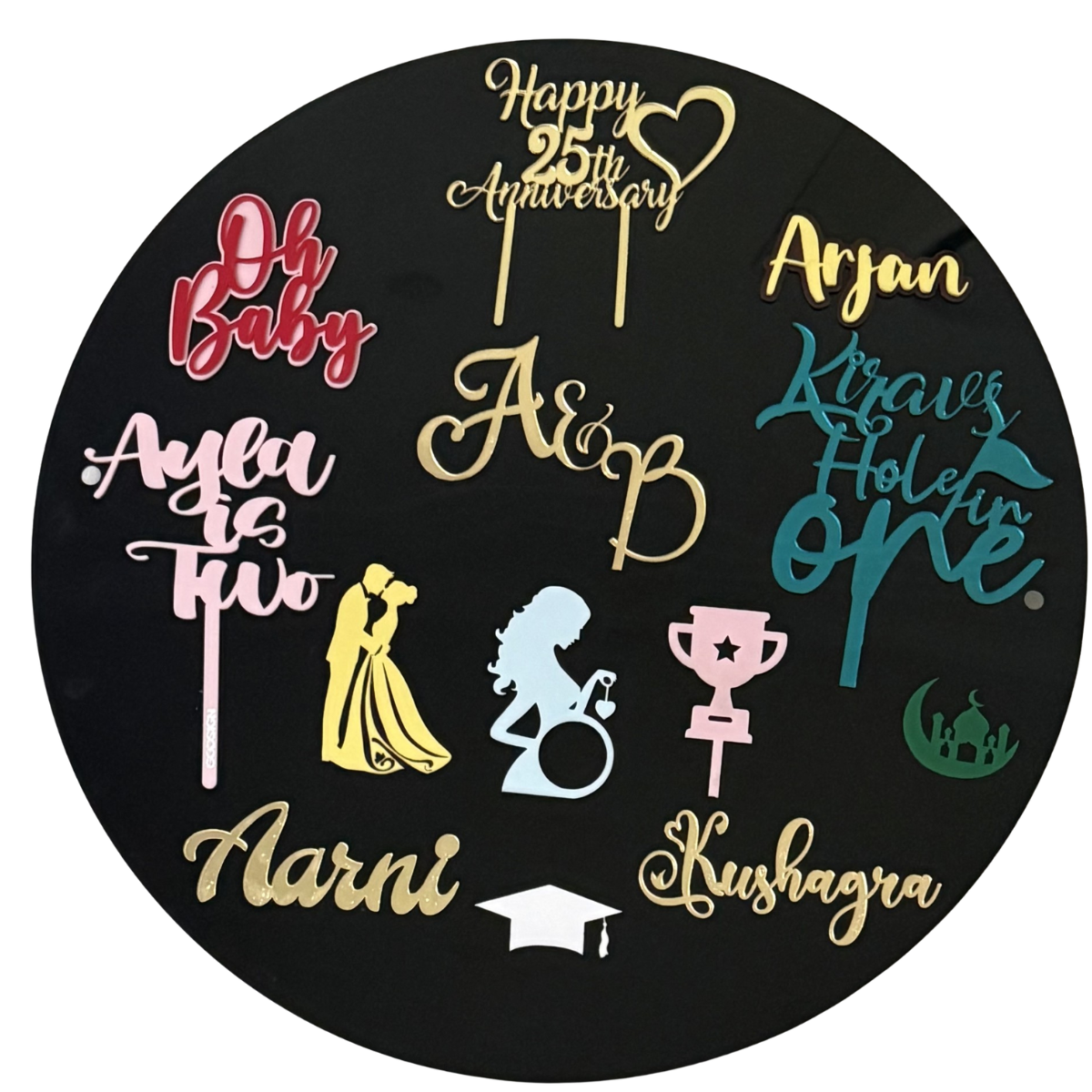 Personalised Two Layer Acrylic Cake Topper – Custom Name & Date – Dual Colour – Wedding & Birthday – Australia